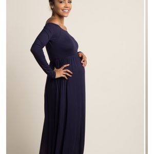Pinkblush Dresses - Navy off the shoulder maternity maxi dress Pinkblush Dresses - Navy off the shoulder maternity maxi dress
